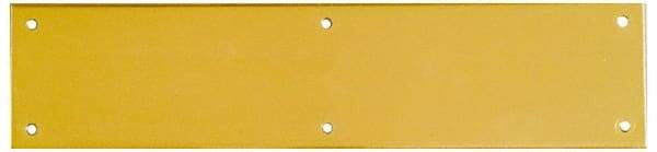 National Mfg. - 3-1/2" Wide x 15" OAL Solid Brass Push Plate - Solid Steel Finish - Industrial Tool & Supply