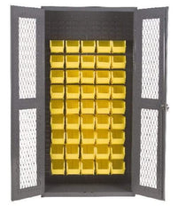 Durham - 45 Bin Visible Storage Cabinet - Steel, 36" Wide x 18" Deep x 72" High, Gray - Industrial Tool & Supply