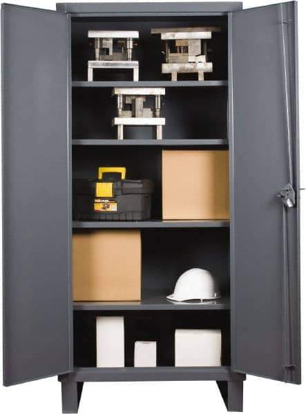 Durham - 4 Shelf Locking Storage Cabinet - Steel, 36" Wide x 24" Deep x 78" High, Gray - Industrial Tool & Supply