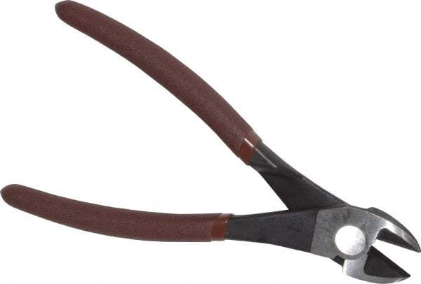 Paramount - 8" OAL, Diagonal Cutter - 13/16" Jaw Length x 1-3/16" Jaw Width, Round/Straight Head, Plastic Dipped Handle - Industrial Tool & Supply