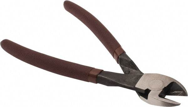 Paramount - 8" OAL, Diagonal Cutter - 13/16" Jaw Length x 1-3/16" Jaw Width, Round/Angled Head, Plastic Dipped Handle - Industrial Tool & Supply