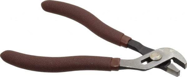 Paramount - 4-3/4" OAL, 1/2" Max Capacity, 3 Position Gooseneck Tongue & Groove Pliers - Serrated Straight Jaws, Standard Head, Plastic Dipped Handles - Industrial Tool & Supply