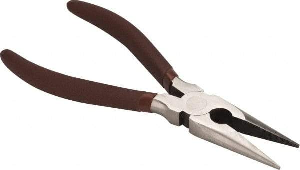 Paramount - 8" OAL, 2-23/64" Jaw Length x 7/8" Jaw Width, Long Nose Side Cutting Pliers - Serrated Jaw, Standard Head, Plastic Dipped Handles - Industrial Tool & Supply