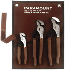 Paramount - 3 Piece Tongue & Groove Plier Set - Comes in Canvas Roll - Industrial Tool & Supply
