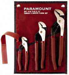 Paramount - 3 Piece Tongue & Groove Plier Set - Comes in Canvas Roll - Industrial Tool & Supply
