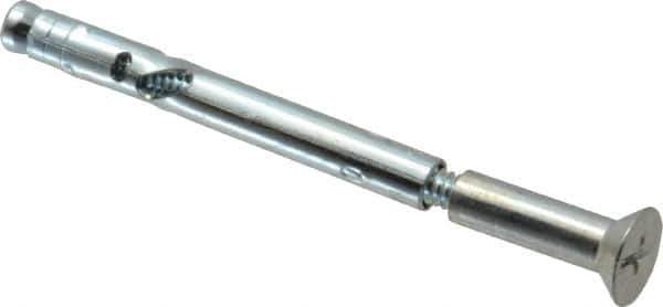 Powers Fasteners - 1/4" Diam, 1/4" Drill, 3" OAL, Sleeve Concrete Anchor - 1018 Steel, Flat Head, Combination Slotted/Phillips Drive - Industrial Tool & Supply