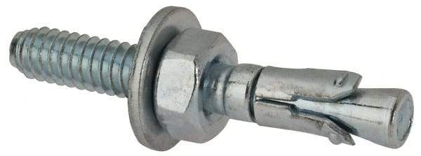 Powers Fasteners - 1/4" Diam, 1/4" Drill, 1-3/4" OAL, Wedge Expansion Concrete Anchor - 1018 Steel, Zinc-Plated Finish, Hex Nut Head, Hex Drive, 3/4" Thread Length - Industrial Tool & Supply