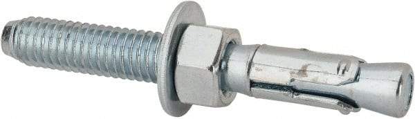 Powers Fasteners - 3/8" Diam, 3/8" Drill, 3" OAL, Wedge Expansion Concrete Anchor - 1018 Steel, Zinc-Plated Finish, Hex Nut Head, Hex Drive, 1-5/8" Thread Length - Industrial Tool & Supply