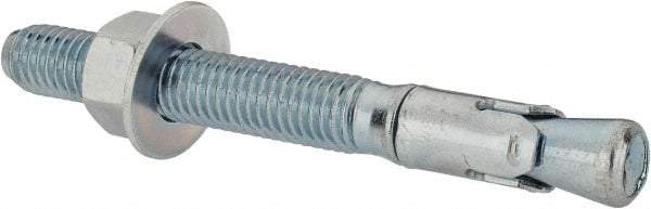 Powers Fasteners - 1/2" Diam, 1/2" Drill, 4-1/2" OAL, 1" Min Embedment Wedge Expansion Concrete Anchor - 1018 Steel, Zinc-Plated Finish, Hex Nut Head, Hex Drive, 2-3/4" Thread Length - Industrial Tool & Supply