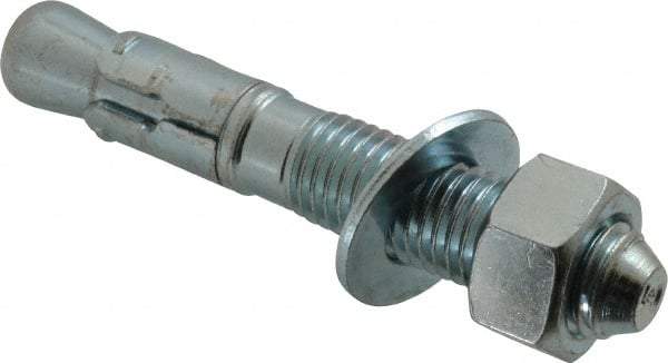 Powers Fasteners - 3/4" Diam, 3/4" Drill, 4-3/4" OAL, 1-7/8" Min Embedment Wedge Expansion Concrete Anchor - 1018 Steel, Zinc-Plated Finish, Hex Nut Head, Hex Drive, 2-1/4" Thread Length - Industrial Tool & Supply