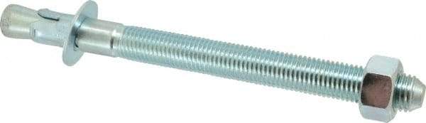Powers Fasteners - 1" Diam, 1" Drill, 12" OAL, 2" Min Embedment Wedge Expansion Concrete Anchor - 1018 Steel, Zinc-Plated Finish, Hex Nut Head, Hex Drive, 8-3/8" Thread Length - Industrial Tool & Supply