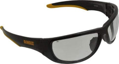 DeWALT - Clear Lenses, Framed Safety Glasses - Scratch Resistant, Black/Yellow Nylon/Rubber Frame, Size Universal, Wrap Around - Industrial Tool & Supply