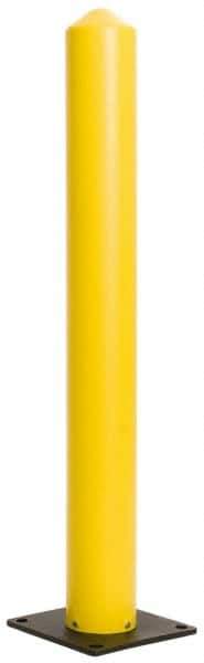 Eagle - 5" Diam x 42" High, Yellow High Density Polyethylene Bollard - 10" Wide x 10" Long Mounting Plate, 5 Lb - Industrial Tool & Supply