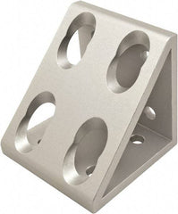 80/20 Inc. - 80mm Wide, Open Shelving 8 Hole Inside Corner Gusset - Aluminum, Clear Anodized Finish, 76mm Long, Use with 40 Series & Bolt Kit 75-3422 - Industrial Tool & Supply