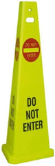 NMC - Do Not Enter, 40" High, Plastic Floor Sign - Cone, Red & Black on Yellow, For Security & Admittance - Industrial Tool & Supply