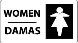 NMC - "Women", 10" Long x 18" Wide, Rigid Plastic Safety Sign - Rectangle, 0.05" Thick, Use for Restroom, Janitorial & Housekeeping - Industrial Tool & Supply