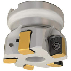 Iscar - 9 Inserts, 4" Cut Diam, 1-1/2" Arbor Diam, 0.472" Max Depth of Cut, Indexable Square-Shoulder Face Mill - 0/90° Lead Angle, 2" High, H490 AN.X 12 Insert Compatibility, Through Coolant, Series Helido - Industrial Tool & Supply