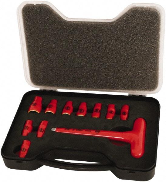 Wiha - 11 Piece 1/4" Drive Socket Set - 6 Points, 5mm to 14mm Range, Metric Measurement Standard - Industrial Tool & Supply