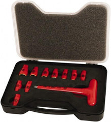 Wiha - 11 Piece 1/4" Drive Socket Set - 6 Points, 5mm to 14mm Range, Metric Measurement Standard - Industrial Tool & Supply