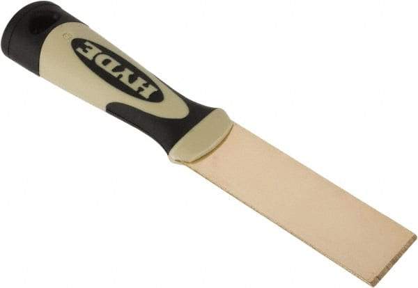 Hyde Tools - 1-1/4" Wide Brass Putty Knife - Stiff, Cushioned Grip Polypropylene Handle, 8" OAL - Industrial Tool & Supply