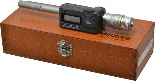 Mitutoyo - 0.5" to 0.65", IP65, TiN Finish, Electronic Inside Micrometer - 0.00005" Resolution, 0.0001" Accuracy - Industrial Tool & Supply