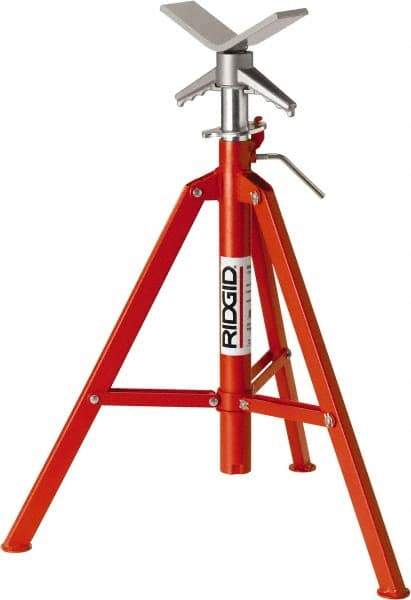 Ridgid - 1" to 12" Pipe Capacity, Portable Folding V-Head Stand - 28" to 52" High, 2,500 Lb Capacity - Industrial Tool & Supply