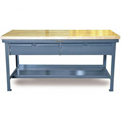 Strong Hold - Stationary Work Benches, Tables Type: Work Table with Drawer Top Material: Maple work surface 1-3/4" thick - Industrial Tool & Supply