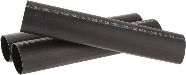 3M - 12" Long, 4:1, Polyolefin Heat Shrink Electrical Tubing - Black - Industrial Tool & Supply