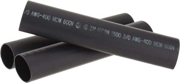 3M - 9" Long, 4:1, Polyolefin Heat Shrink Electrical Tubing - Black - Industrial Tool & Supply