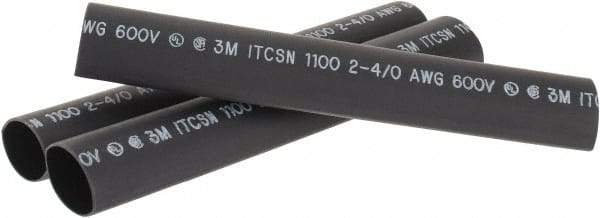 3M - 9" Long, 4:1, Polyolefin Heat Shrink Electrical Tubing - Black - Industrial Tool & Supply