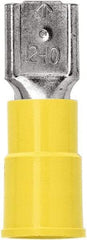 3M - 12 to 10 AWG, Vinyl, Partially Insulated, Female Wire Disconnect - 1/4 Inch Wide Tab, Yellow, RoHS 2011/65/EU Compliant - Industrial Tool & Supply