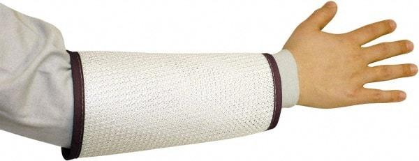 PRO-SAFE - Size L, White/Green Cane Mesh Sleeve - 9" Long Sleeve, Cut Resistance Level 4, Hook & Loop - Industrial Tool & Supply
