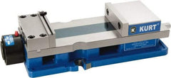 Kurt - 6" Jaw Width, 9" Jaw Opening Capacity, Horizontal Stationary Machine Vise - Hydraulic Operation, 1 Station, 20.568" Long x 4.86" High x 1-47/64" Deep, 1.735" Jaw Height, 12,600 Lb Max Clamp Force, Ductile Iron - Industrial Tool & Supply