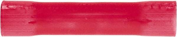 3M - 22 to 18 AWG Compatible, Vinyl Fully Insulated, Crimp-On Butt Splice Terminal - 2 Wire Entries, 1" OAL, Red - Industrial Tool & Supply
