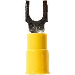 3M - #6 Stud, 12 to 10 AWG Compatible, Partially Insulated, Crimp Connection, Standard Fork Terminal - Industrial Tool & Supply