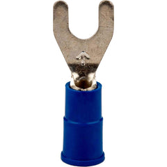 3M - #6 Stud, 16 to 14 AWG Compatible, Partially Insulated, Crimp Connection, Standard Fork Terminal - Industrial Tool & Supply