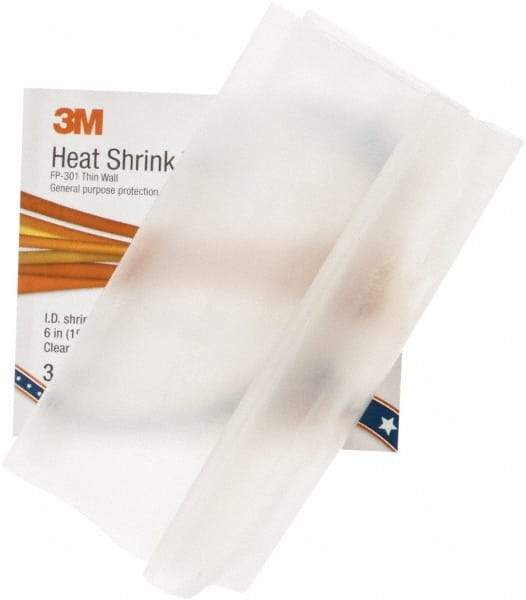 3M - 6" Long, 2:1, Polyolefin Heat Shrink Electrical Tubing - Clear - Industrial Tool & Supply