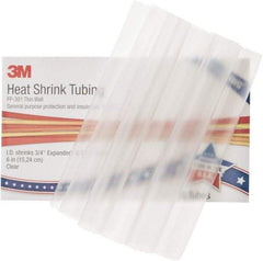 3M - 6" Long, 2:1, Polyolefin Heat Shrink Electrical Tubing - Clear - Industrial Tool & Supply