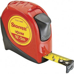 Starrett - 16' x 3/4" Yellow Blade Tape Measure - 1/16" & 1mm Graduation, S9 Graduation Style, Red Case - Industrial Tool & Supply