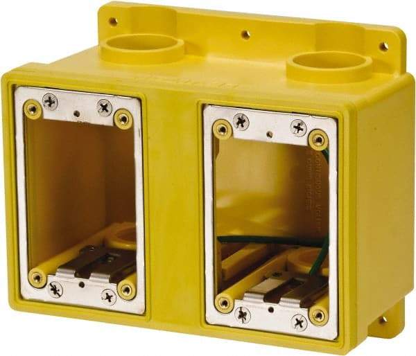 Leviton - 2 Gang, (4) 1" Knockouts, PVC Rectangle Outlet Box - 177.8mm Overall Height x 7" Overall Width x 3-1/2" Overall Depth - Industrial Tool & Supply