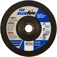 7 × 7/8″ BlueFire Fiberglass HD Flat Flap Disc Type 27 P60 Grit R884P1 Zirconia Alumina - Industrial Tool & Supply