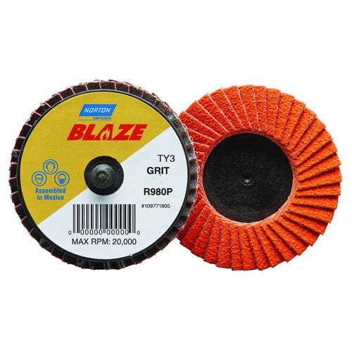 2″ Blaze Plastic Flat Mini Flap Disc TR (Type III) Type 27 36 Grit R980P Premium Ceramic Alumina - Industrial Tool & Supply