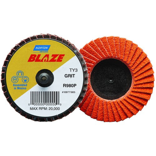 3″ Blaze Plastic Flat Mini Flap Disc TR (Type III) Type 27 120 Grit R980P Premium Ceramic Alumina - Industrial Tool & Supply