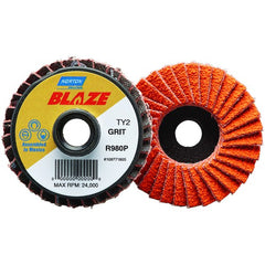 3″ Blaze Plastic Flat Mini Flap Disc TS (Type II) Type 27 40 Grit R980P Premium Ceramic Alumina - Industrial Tool & Supply