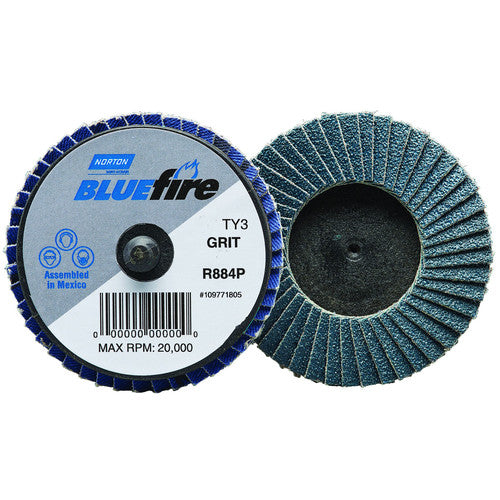 3″ BlueFire Plastic Flat Mini Flap Disc TR (Type III) Type 27 P60 Grit R884P1 Zirconia Alumina - Industrial Tool & Supply