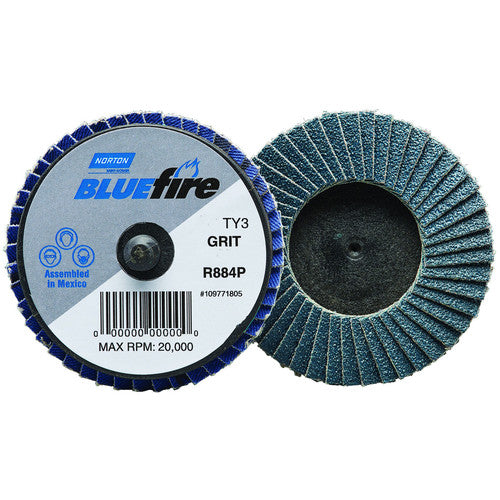 3″ BlueFire Plastic Flat Mini Flap Disc TR (Type III) Type 27 P80 Grit R884P1 Zirconia Alumina - Industrial Tool & Supply