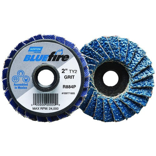 3″ BlueFire Plastic Flat Mini Flap Disc TS (Type II) Type 27 P120 Grit R884P2 Zirconia Alumina - Industrial Tool & Supply