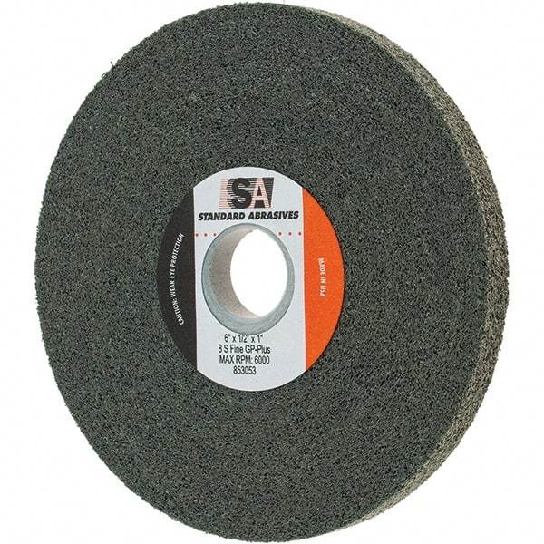 Standard Abrasives - 6" Diam, 1/2" Face Width, 1" Center Hole, Fine Grade, Silicon Carbide Deburring Wheel - Convolute, Density 8 Grade - Industrial Tool & Supply