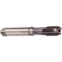 Emuge - M6x1.00 Metric Coarse 6HX 3 Flute TiCN Finish Cobalt Straight Flute Machine Tap - Bottoming, Right Hand Thread, 80mm OAL, 17mm Thread Length, Oversize, Through Coolant - Exact Industrial Supply