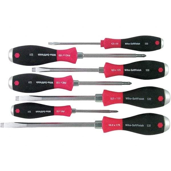 Wiha - 7 Piece Slotted & Phillips Screwdriver Set - Bit Sizes: Philips #1, #2 & #3, Comes in Box - Industrial Tool & Supply